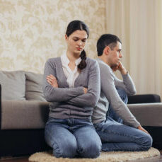 The husband and wife do not speak after the fight. Offended married couple