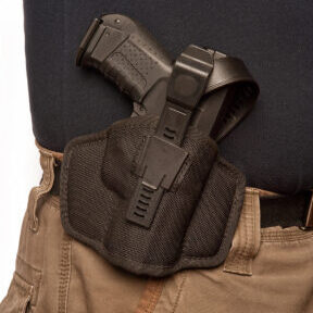 man wearing uniform with gun hanging to belt